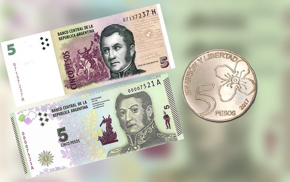 Los billetes de 5 pesos saldrán de circulación