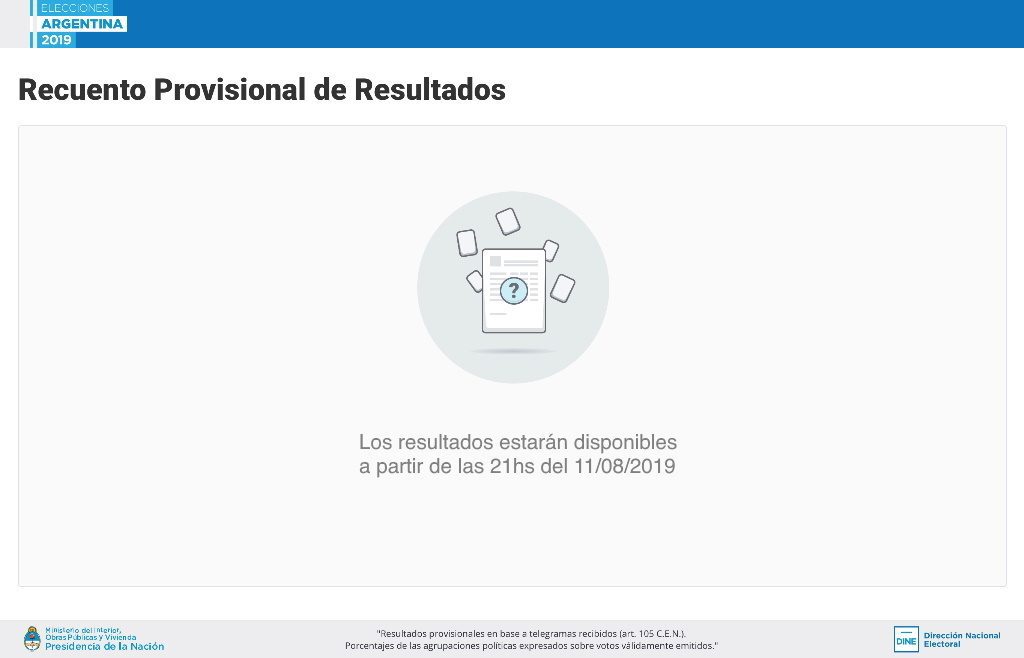 PASO: Se demora la carga de datos oficial del escrutinio provisorio