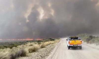 Voraz incendio de campos en Madryn