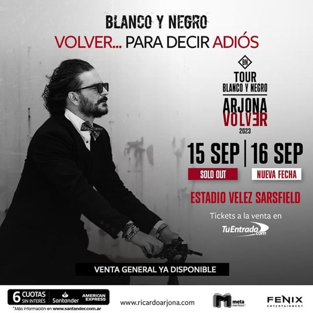 Ricardo Arjona en Argentina Agregó nueva fecha