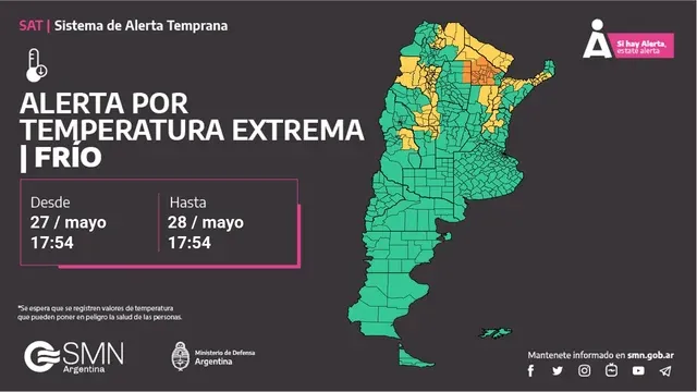 Continúa el alerta por bajas temperaturas en el país