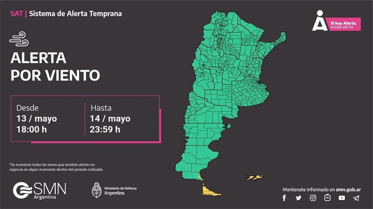 El SMN emitió un alerta por viento fuerte. Foto: Agencia NA.