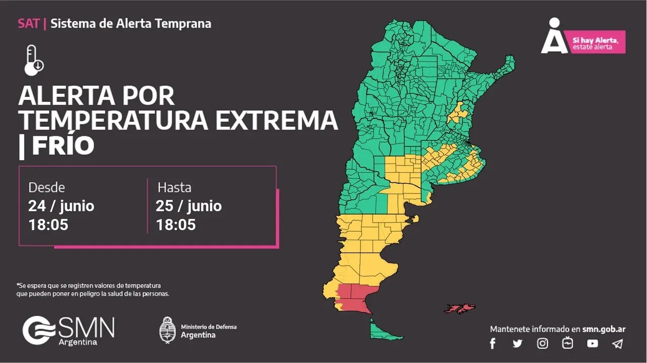 El SMN emitió alertas por frío extremo.
