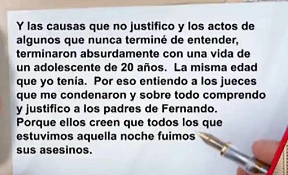 La carta de Matías Benicelli desde la cárcel. Foto: Infobae.