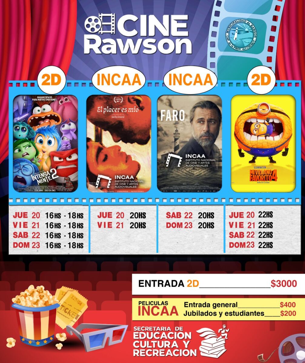 Cine Rawson vuelve con proyecciones para este fin de semana largo
