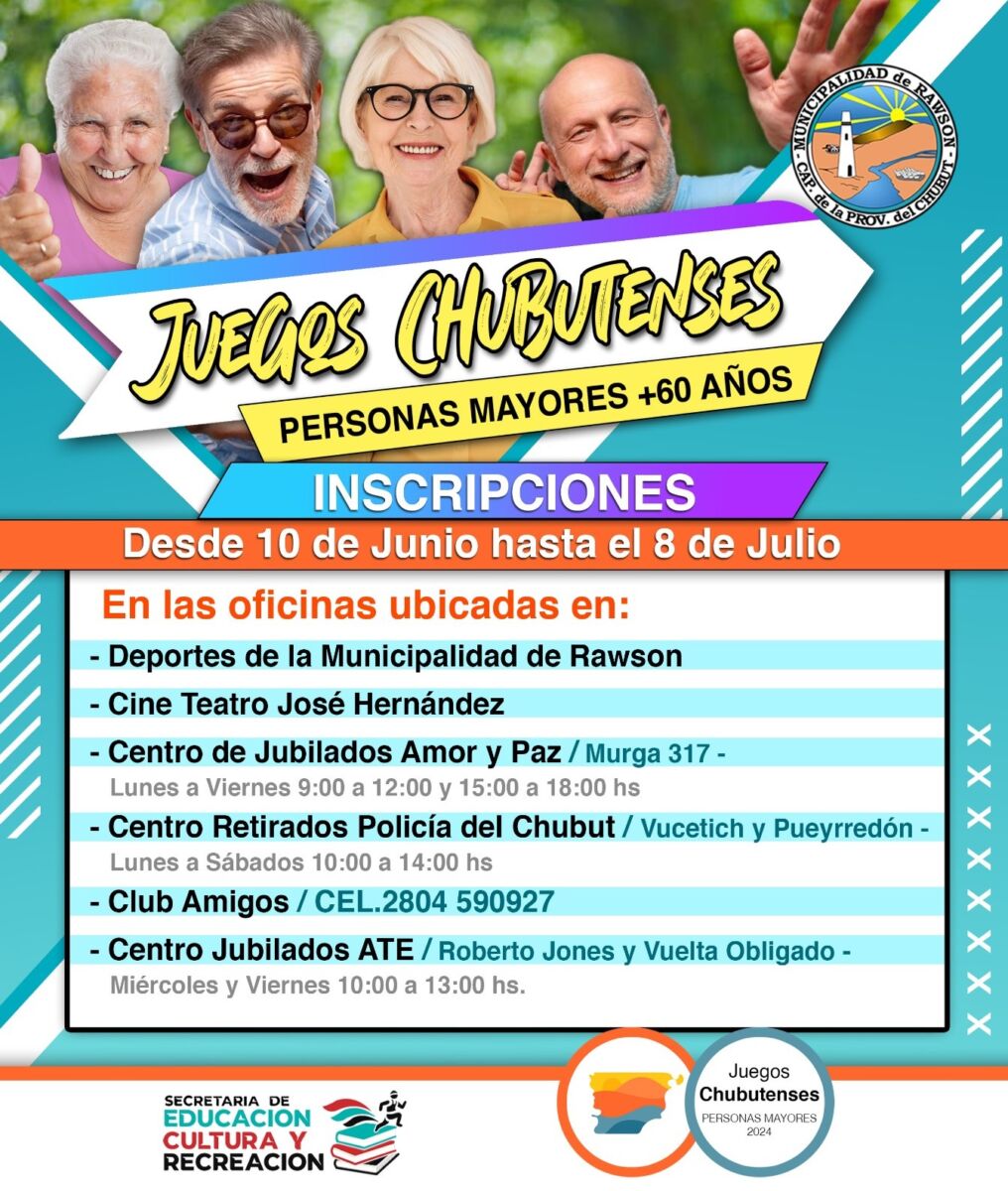 Lanzan convocatoria para los Juegos Chubutenses destinada a mayores de 60 años