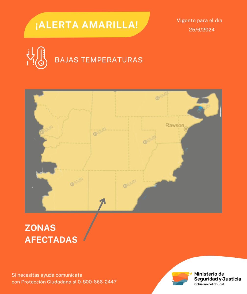 Alerta amarilla por temperaturas extremas en Chubut
