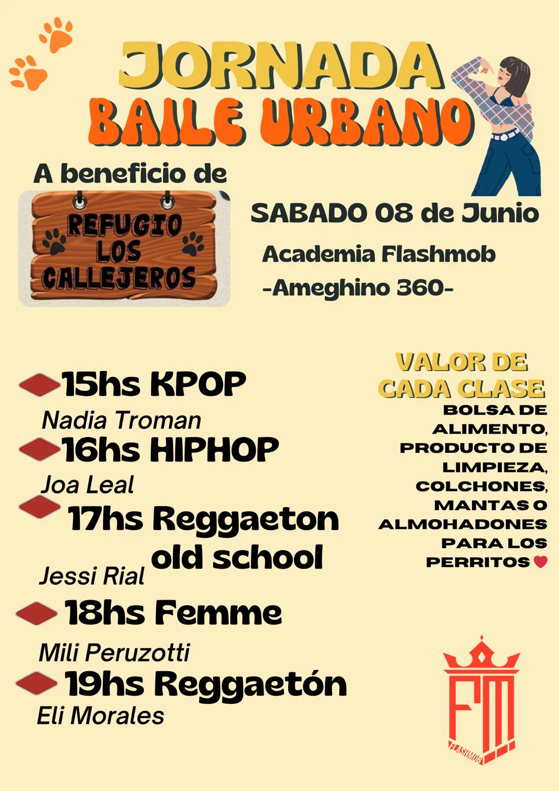 baile urbano, jornada solidaria, Puerto Madryn, Refugio Los Callejeros, profesorado de danzas urbanas, K-Pop, hip hop, reggaetón, actividades solidarias, eventos comunitarios, Flash Mop, donaciones para mascotas, clases de baile, ayuda a refugios, eventos culturales, jóvenes bailarines