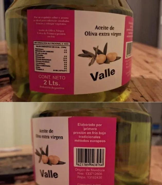 La ANMAT prohibió la venta y consumo del aceite de oliva extra virgen, marca Valle. Foto: Noticias Argentinas.
