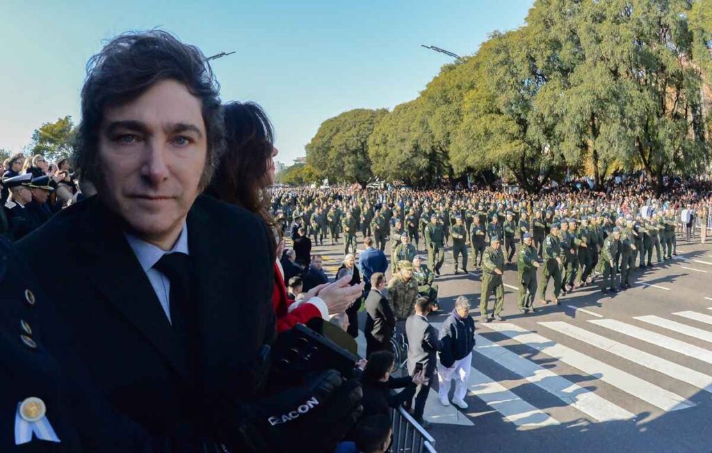 desfile militar, independencia argentina, Javier Milei, Fuerzas Armadas, Buenos Aires, Avenida Libertador, Victoria Villarruel, 208 aniversario, excombatientes Malvinas, Fuerzas Aéreas, tanques TAM2C, desfile patriótico, política argentina, celebración independencia, Karina Milei, gabinete Milei