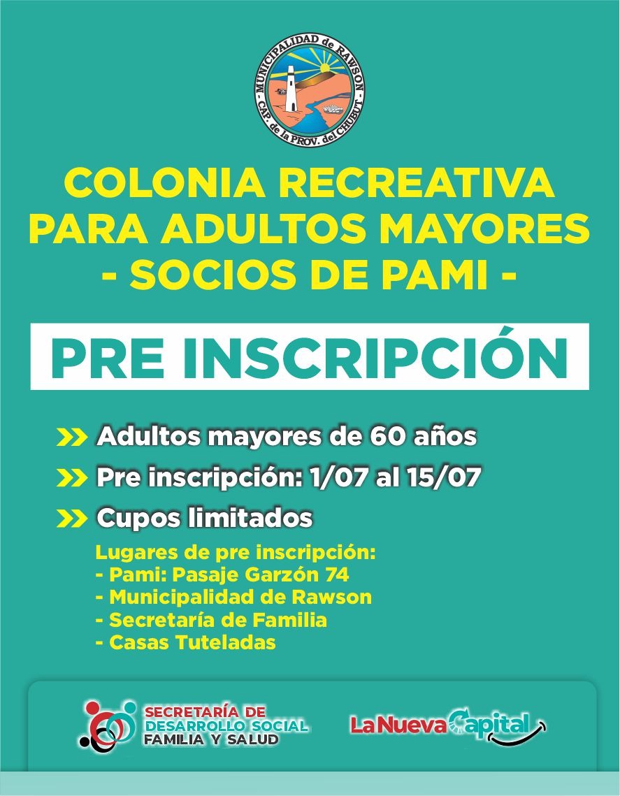 Invitan a los adultos mayores a sumarse a la "Colonia Recreativa"