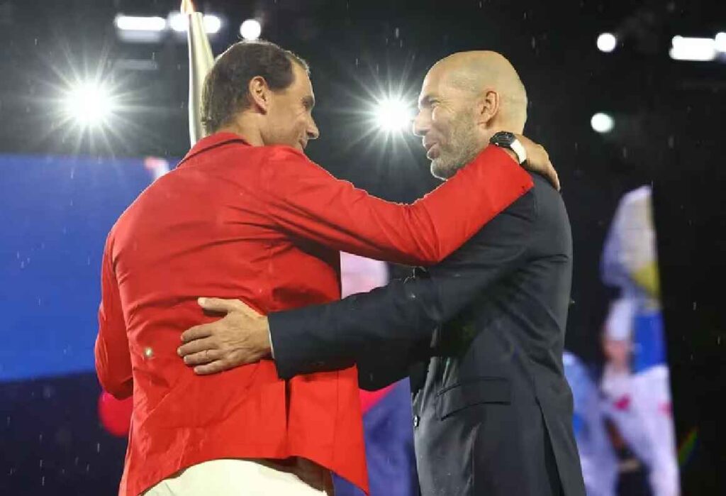 Rafael Nadal, antorcha olímpica, ceremonia inauguración, Juegos Olímpicos, París 2024, Zinedine Zidane, Serena Williams, Carl Lewis, Torre Eiffel, Plaza de Trocadero, deporte español, Roland Garros, eventos deportivos, ceremonia olímpica, figuras del deporte