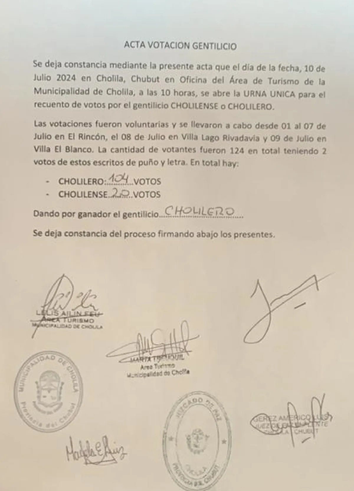 Cholila, gentilicio Cholila, Cholilero, votación gentilicio, Cholila Chubut, identidad local Cholila, Área de Turismo Cholila, comunidad Cholila, participación ciudadana, identidad cultural, orgullo local, elecciones Cholila, historia Cholila, eventos Cholila, cohesión comunitaria