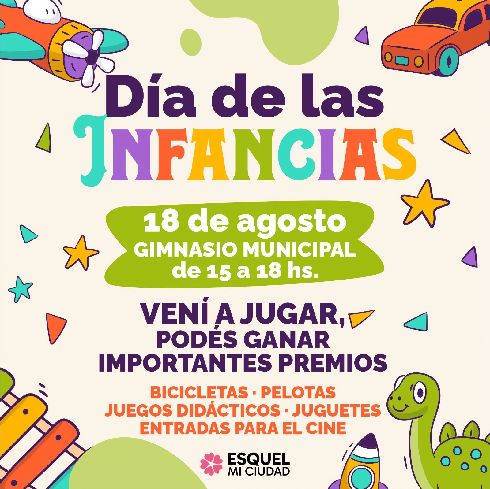 Esquel invita a festejar el Día de las Infancias con juegos, sorteos ¡y más!