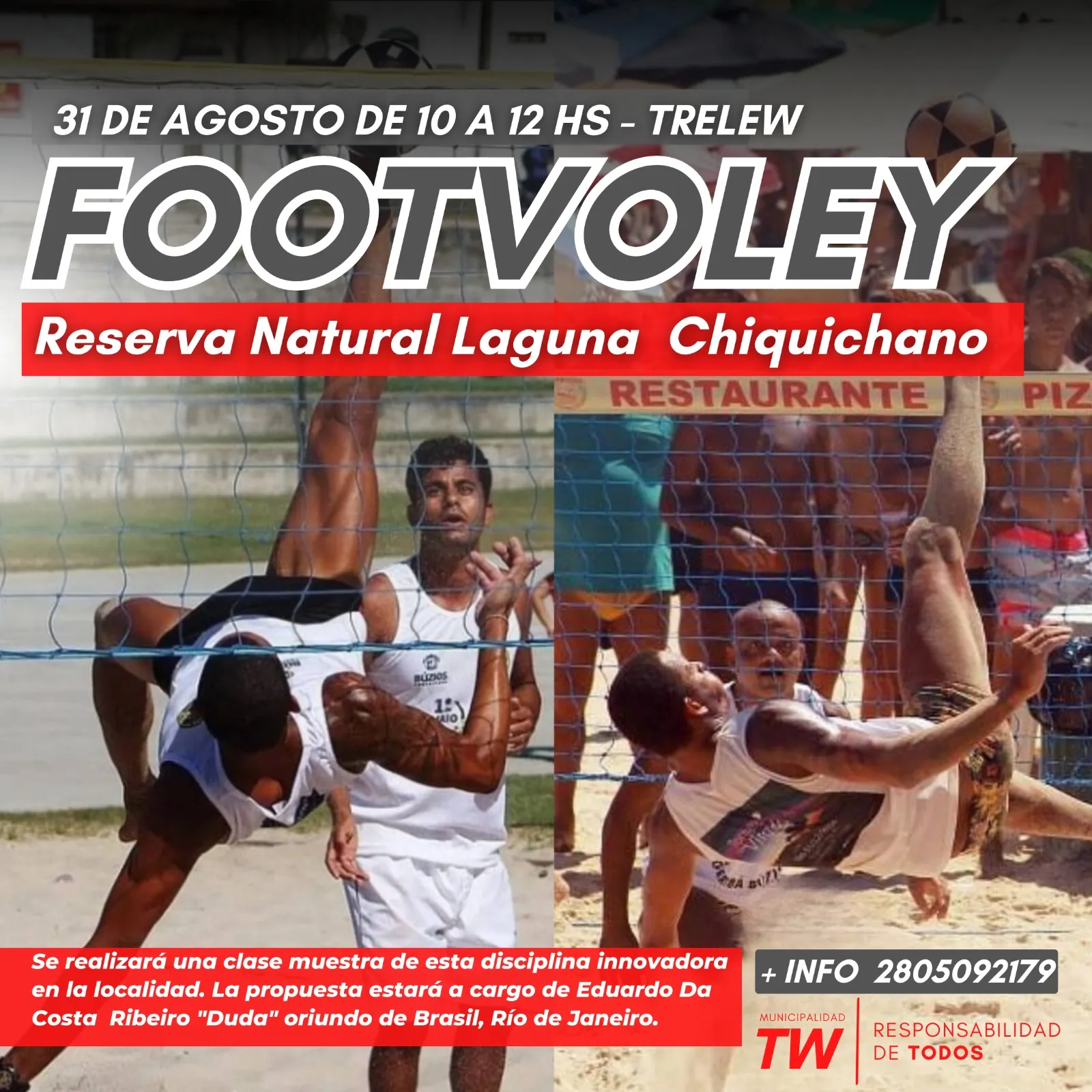 Habrá una clase muestra de footvolley en la laguna Chiquichano