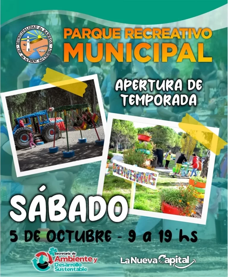 Este sábado reabre el Parque Recreativo Municipal de Rawson