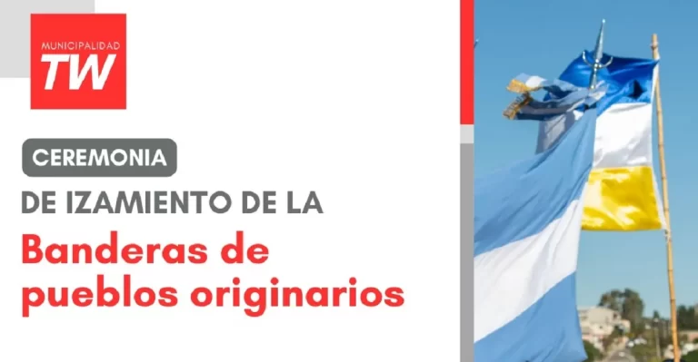 Izamiento de banderas de Pueblos Originarios en Trelew