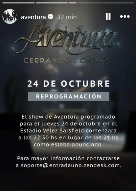 La banda Aventura suspendió su show en Vélez