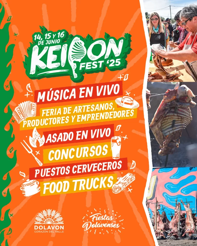 keipon fest, fiesta del capón, dolavon 2025, dante bowen, fiestas populares chubut, gastronomía patagónica, eventos valle inferior, asado de capón, feria de artesanos, food trucks, música en vivo, turismo en dolavon, agenda cultural chubut, predio renovado, eventos junio 2025