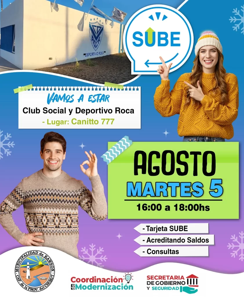 SUBE itinerante,Rawson,atención descentralizada,tarjeta SUBE,Club Deportivo Roca,Punto Digital Rawson,Modernización municipal,Anahí Bustos,acceso a servicios,transporte público Rawson,municipalidad de Rawson,gestión SUBE,barrio Canito,Ernesto Echave,operativos SUBE