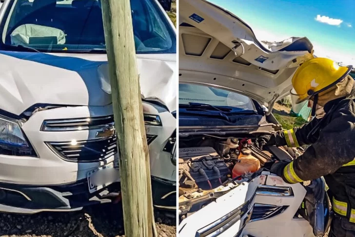 Perdió el control del auto y chocó contra un poste de luz